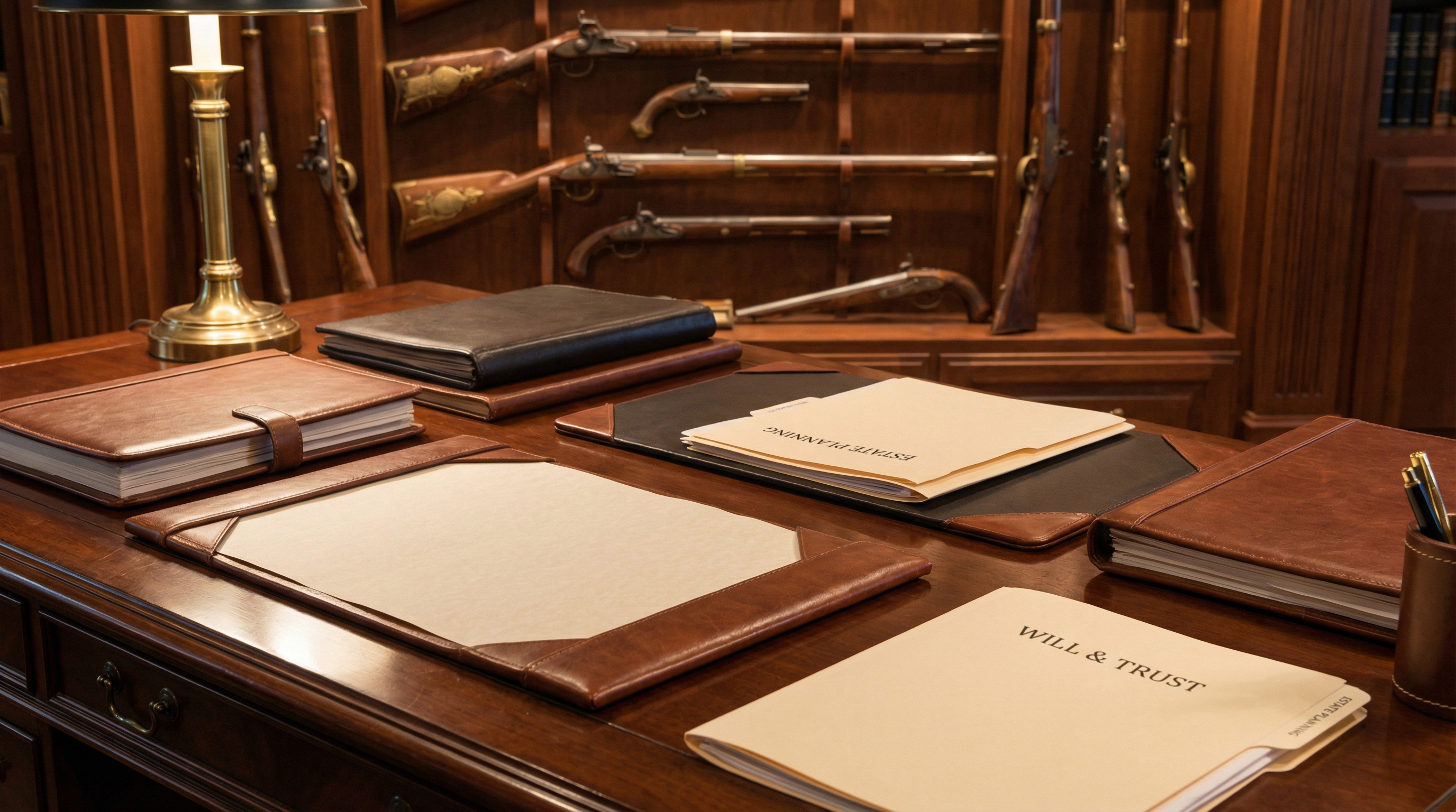 Estate planning documents with antique firearms collection